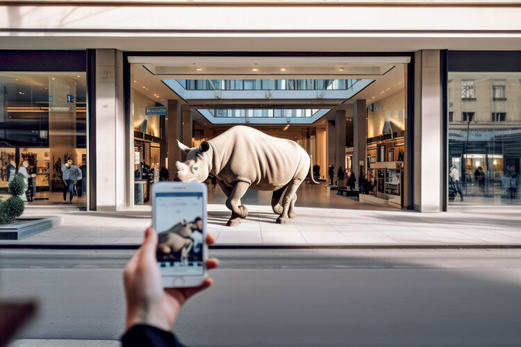 KI-Bild des ZKB-Hauptsitzes mit Nashorn